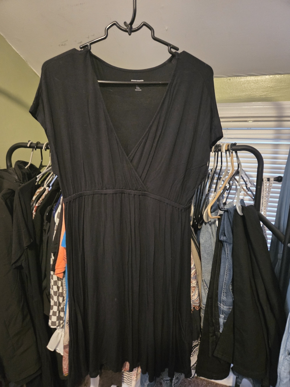 Amazon Black V-Neck Empire Waist Midi Dress